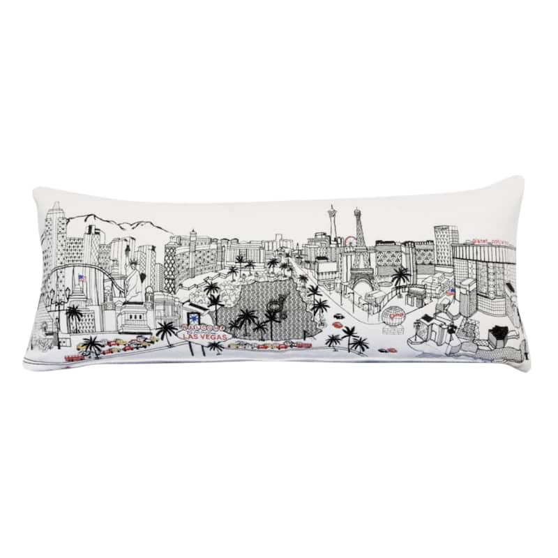 HomeRoots 14" X 35" Cream Las Vegas Daylight Skyline Lumbar Decorative Pillow