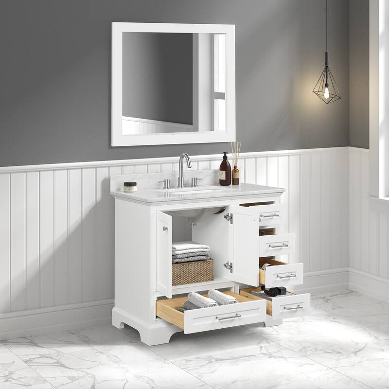 Blossom Copenhagen 36" Bathroom Vanity with Marble Top, Sink & Mirror