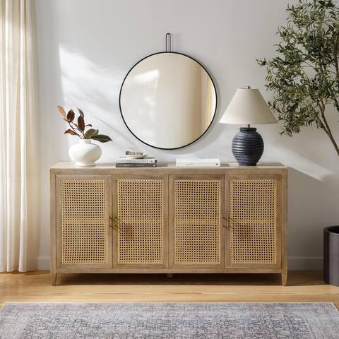 Mile Wood and Rattan Sideboard - 35"H x 71"W x 20"D