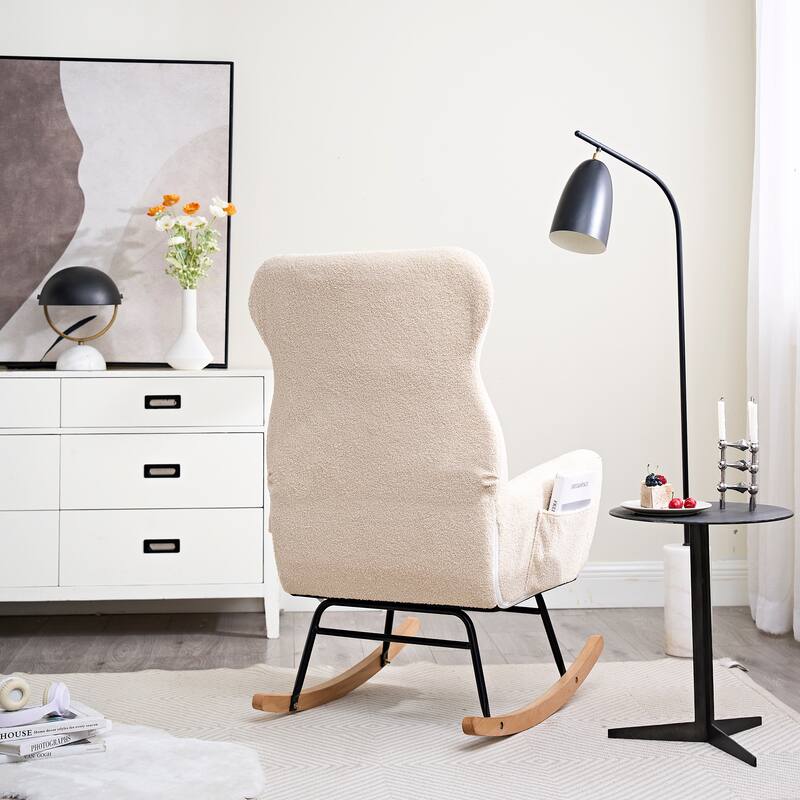29.1" High Back Rocking Chair with Side Pocket