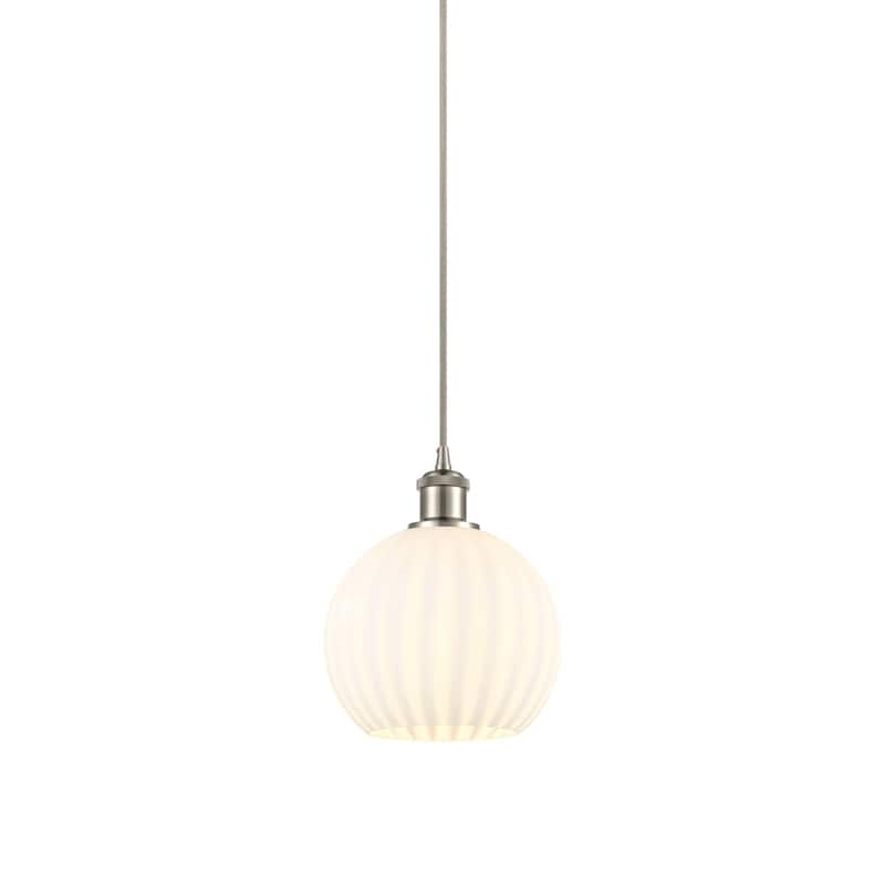 Innovations Lighting 516-1P-10-8 White Venetian Pendant White Venetian - Brushed Satin Nickel
