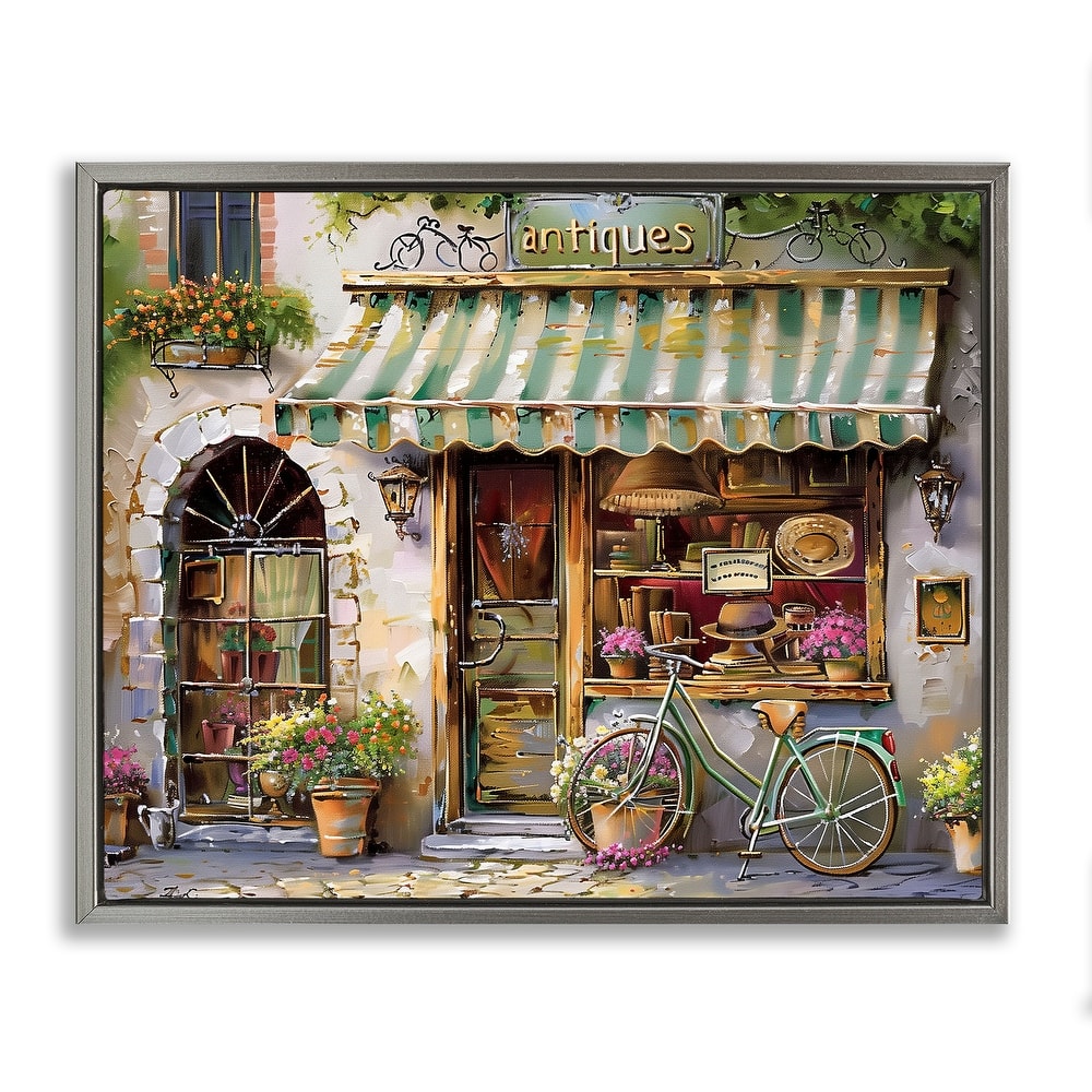 Stupell Charming Antique Shop Framed Floater Canvas Wall Art Design By Arlington Prints