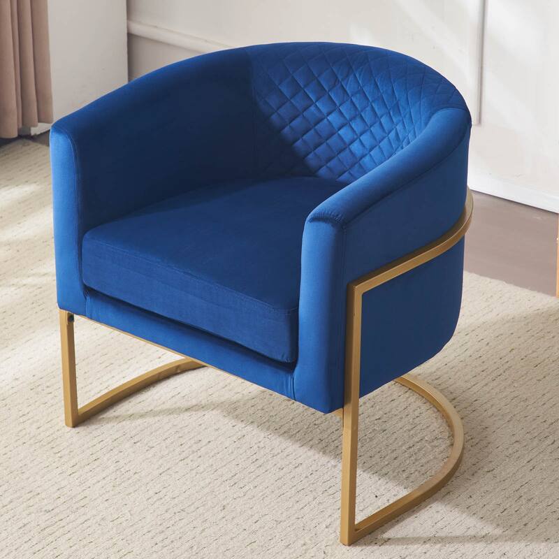 Velvet Accent Chair Side Chair Upholstered Chair with Metal Legs, Club Chair Lobby Chair Dining Chair - Blue