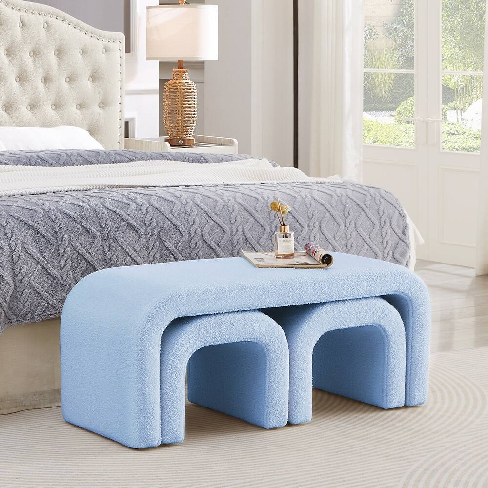 Set of 3 U-Shaped Modern Bench Ottoman Bench for Entryway