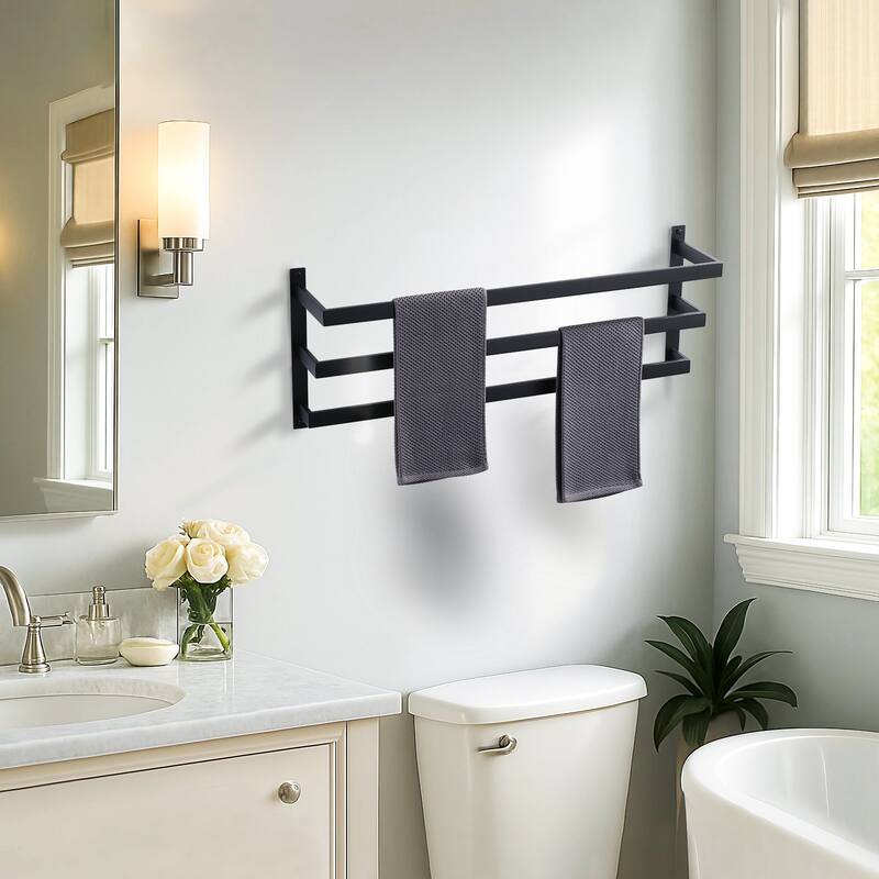 WOWOW Modern Wall-Mounted Stainless Steel Tiered Three-Tier Towel Rack