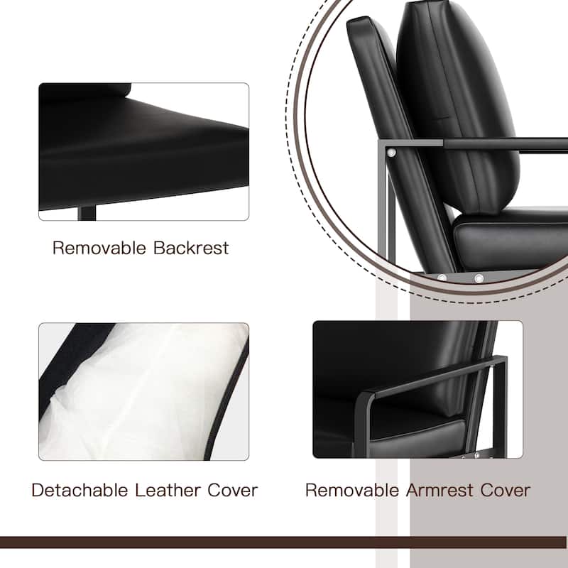 Mieres Mid-Century Style Faux Leather PU Accent Chair, Armchair with Steel Frame
