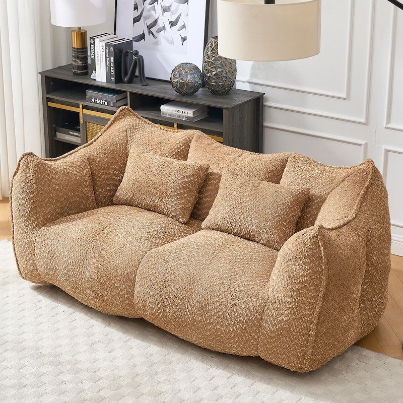 Giant Bean Bag Loveseat Sofa with Armrest for Living Room - Coffee