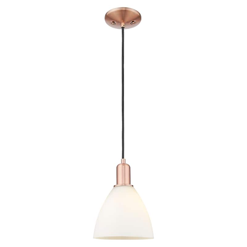 Innovations Lighting Endless Possibilities Arcadia - Bristol - 1 Light 8" Cord Hung Mini Pendant - Antique Copper/Matte White