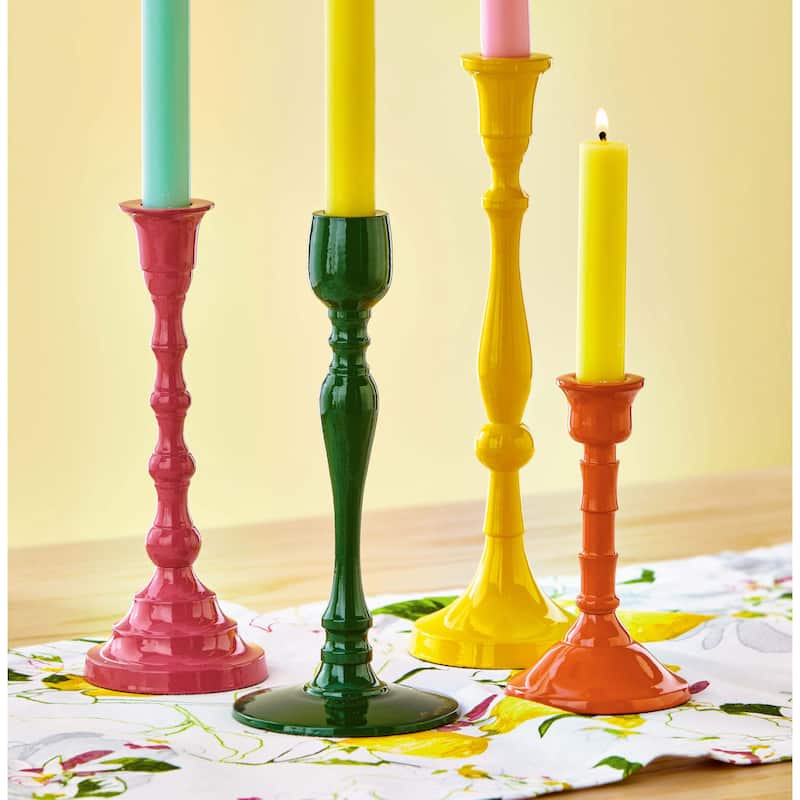 Zahra Orange Taper Candle Holder - Aluminum, 5.25" H, Everyday Use, Wipe Clean, Perfect for Home Decor