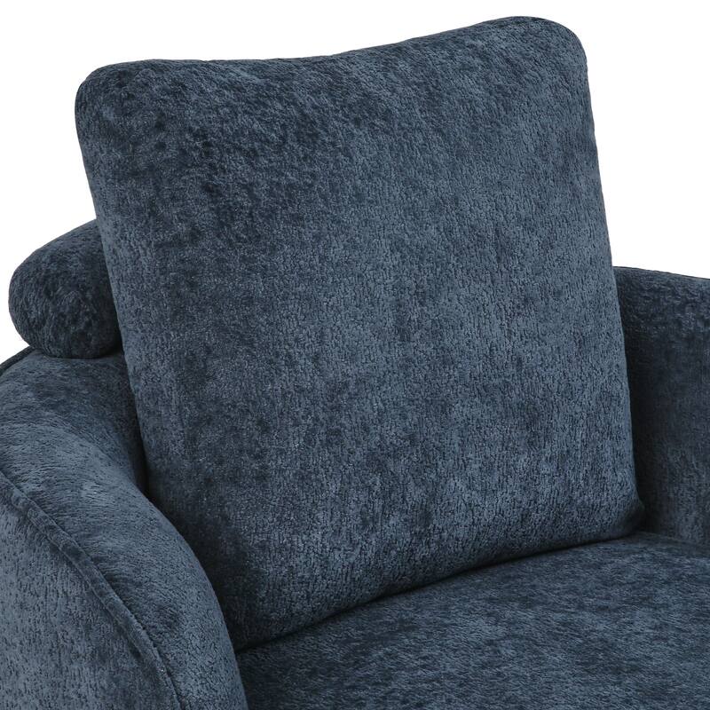 Modern Set of 2 Chenille Wooden Swivel Barrel Chair Upholstered Ergonomic Design
