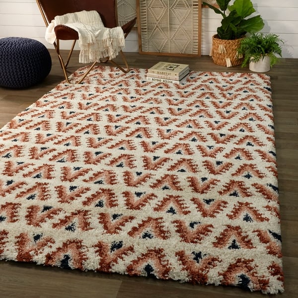 Shop Hadley Geometric Moroccan Shag Berber Area Rug Overstock 30105346