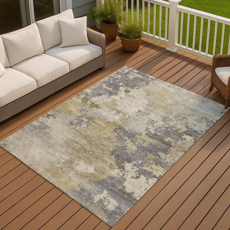 Machine Washable Indoor/ Outdoor Modern Contemporary Chantille Rug - Gray - 2'6" x 3'10"