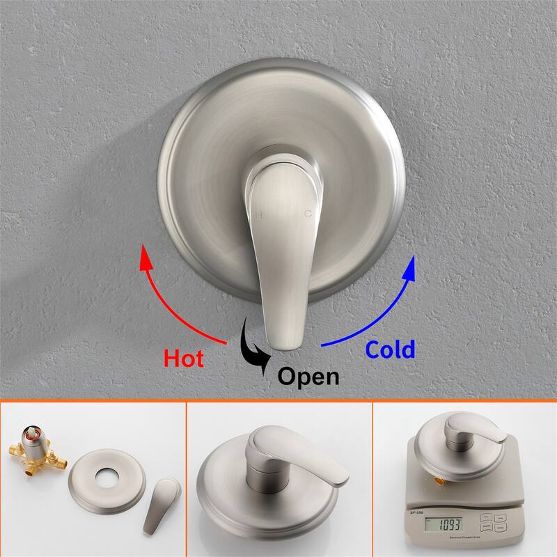 Wall Mount Shower Faucet with Hand Shower Brass 10-Setting Spray Complete Wall Mounted Shower System with Valve