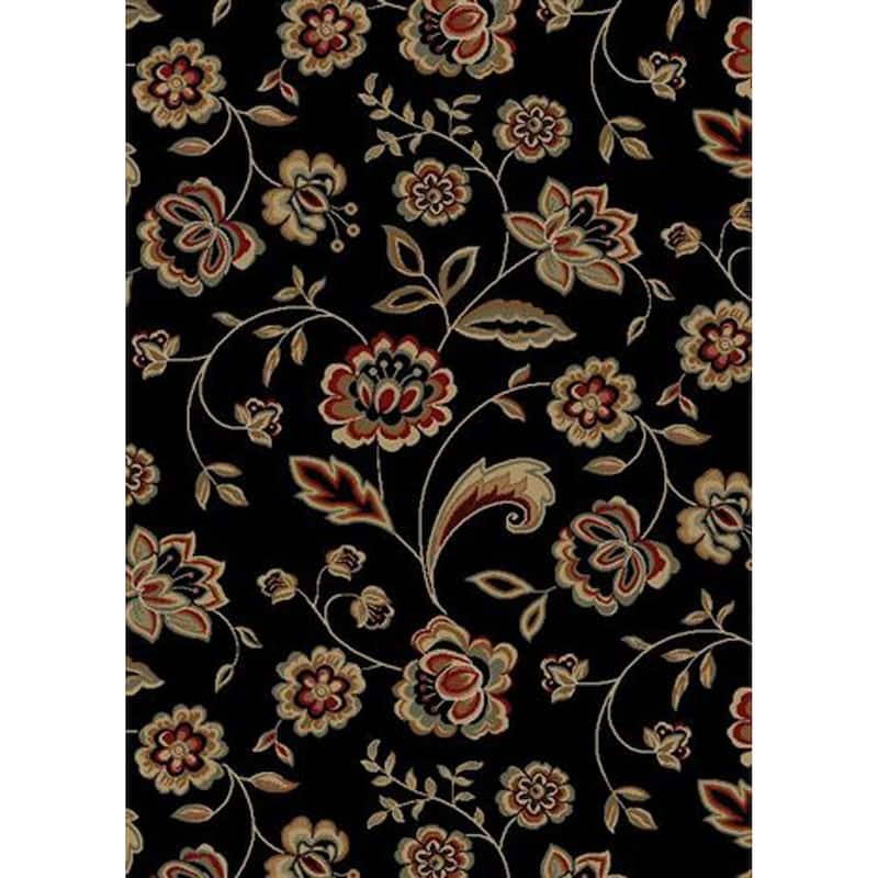 Traditional Floral Claret Area Rug