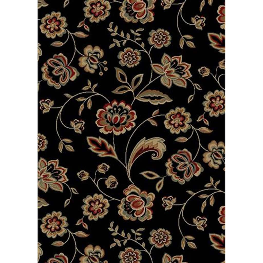 Traditional Floral Claret Area Rug