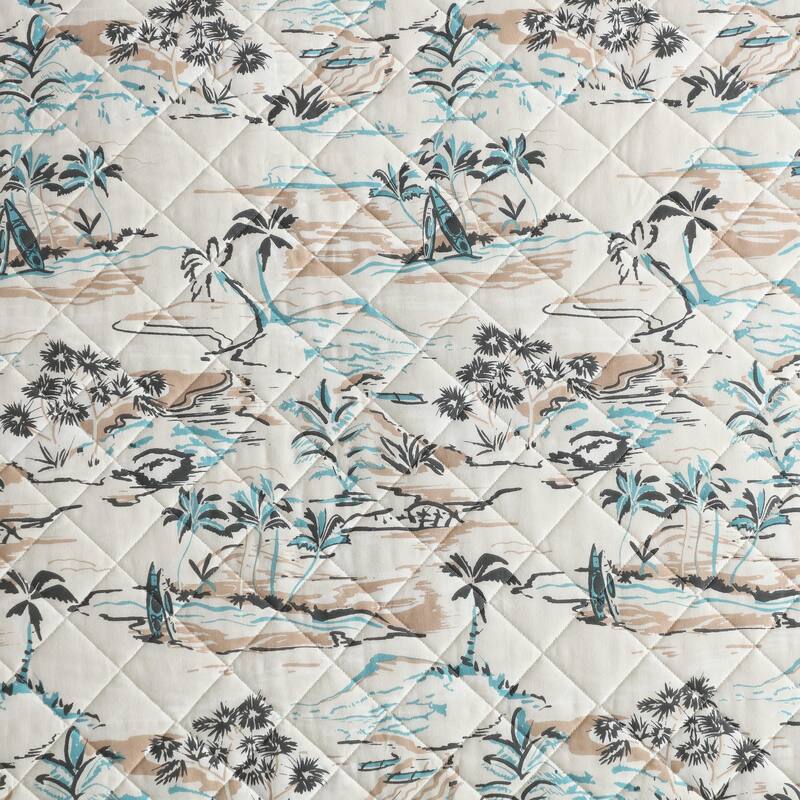 Eddie Bauer Alani Island Conversation Cotton Reversible Beige Quilt Set