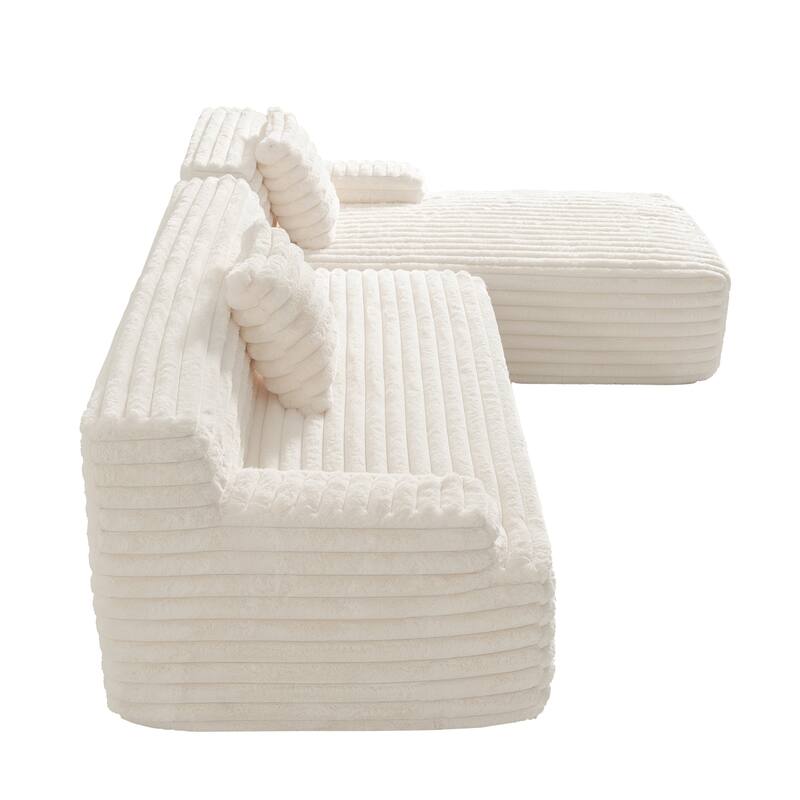 Cloud Sectional Sofa, Modern Upholstered Couch with 2 Throw Pillows, Free-Combined Sofa, Modular Sectional L Shaped Couch