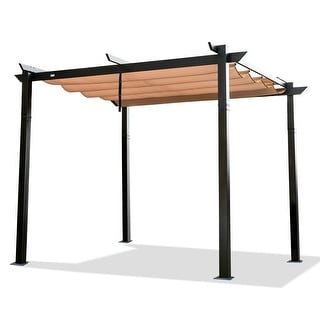 Outdoor Patio Retractable Aluminum Grill Gazebo Pergola with Canopy ...