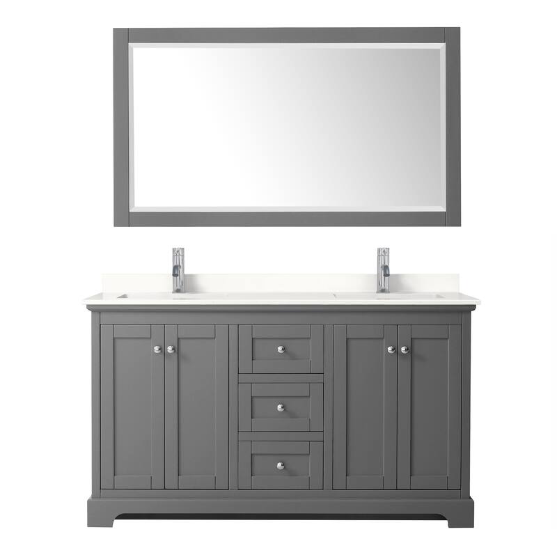 Avery 60-inch Double Vanity, Quartz Top, 58-inch Mirror