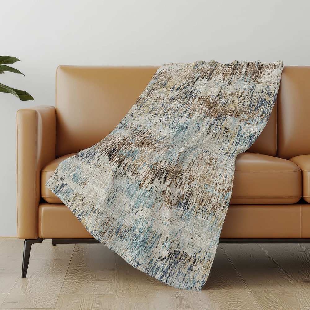 Premium Machine Washable ASB66 Abstract Ombre Sherpa Throw Blanket