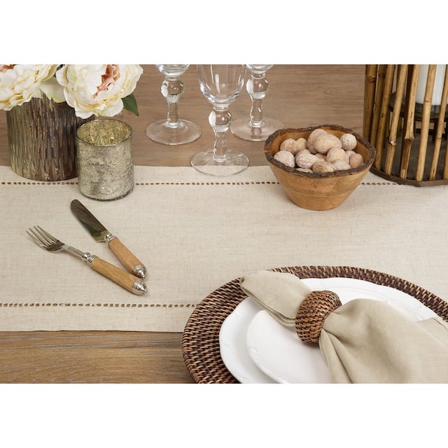 Plain Table Runner With Hemstitched Design