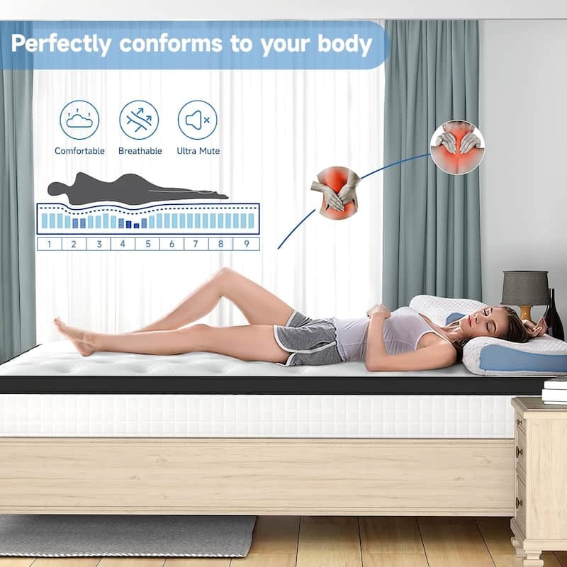 Full Size Box Spring 12 Inch Mattress, Memory Foam Hybrid Mattress in a Box