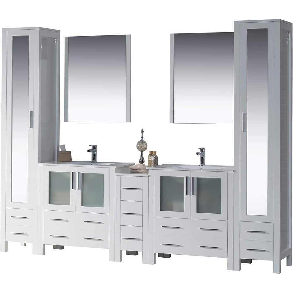 Blossom Sydney 102" Double Sink Vanity Set with Linen Closets & Mirror