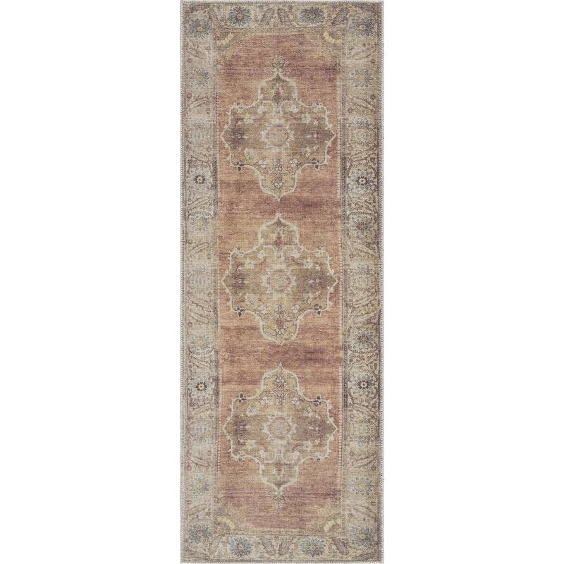 Hauteloom AUY Collection Machine Washable Persian Medallion Area Rug