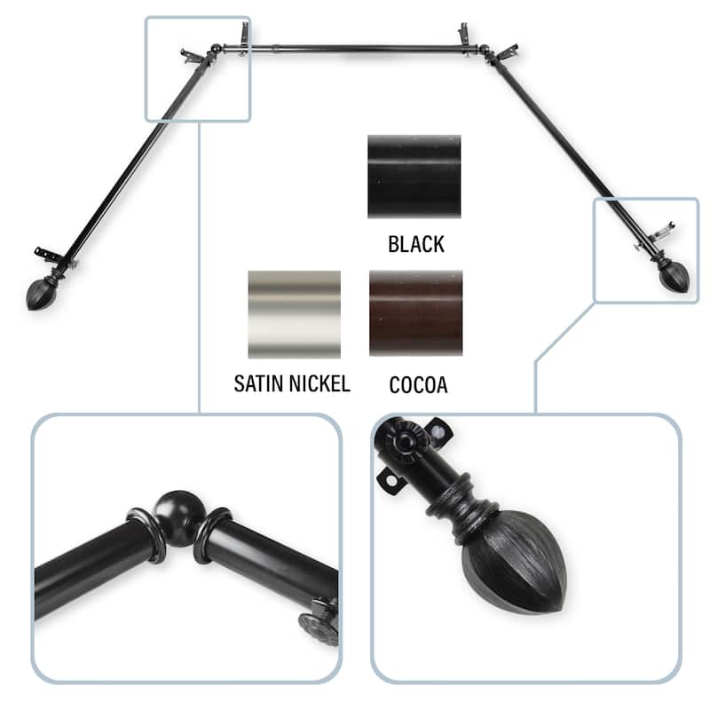 InStyleDesign Sienna 13/16" Bay curtain rod 20"-36", 38"-72"