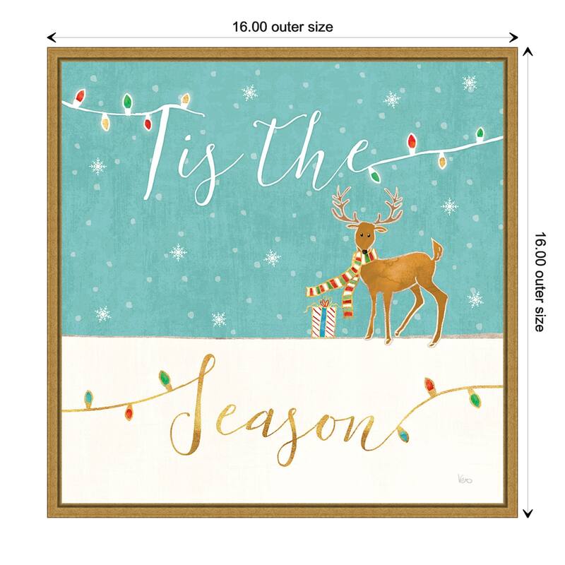 Tis the Season Christmas Reindeer, Veronique Charron Framed Canvas Art
