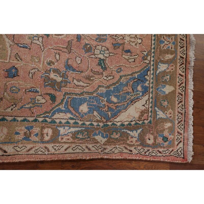 Floral Pink Sarouk Persian Accent Rug Hand-Knotted Wool Carpet - 3'7" x 6'1"