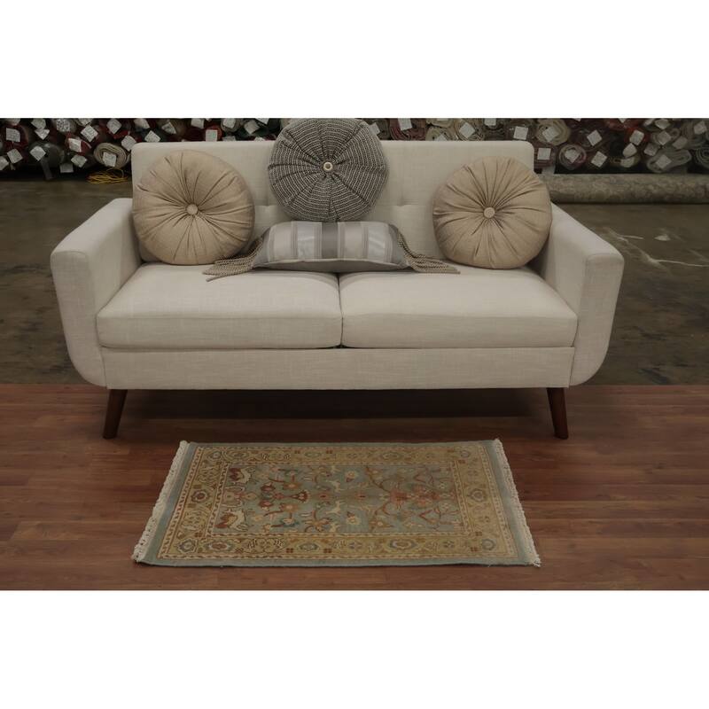 Hand Knotted Oriental 100% Wool Carpet Traditional Floral Navy Blue & Blues Ziegler Area Rug - 3' 2'' X 2' 0''