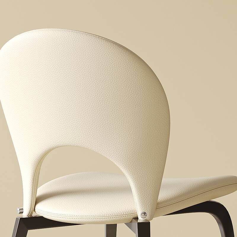 2 Piece PU Leather Kitchen Dining Chair with Backrest, Cushion, Gold Steel Legs for Dining Room Kitchen Living Room Bedroom