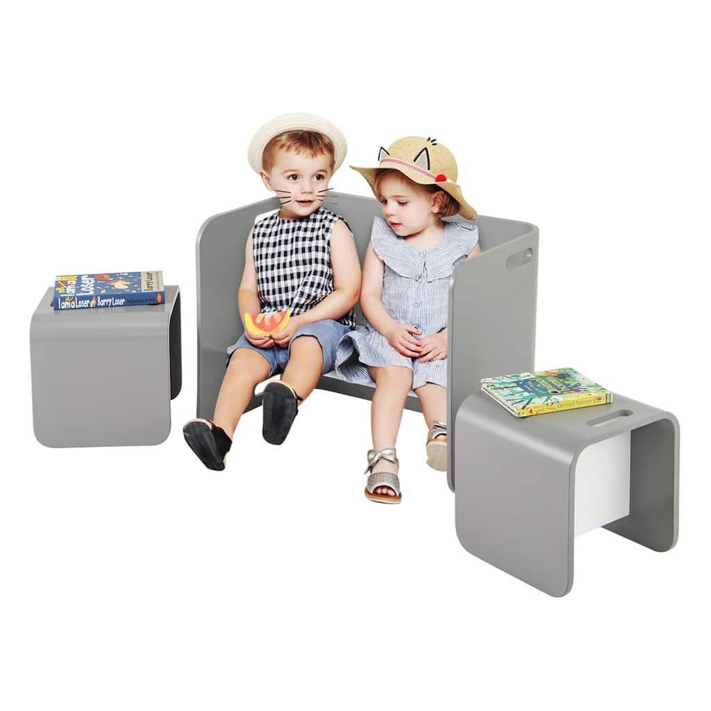 Costway 3 PCS Kids Wooden Table & Chair Set Children Multipurpose - See Details