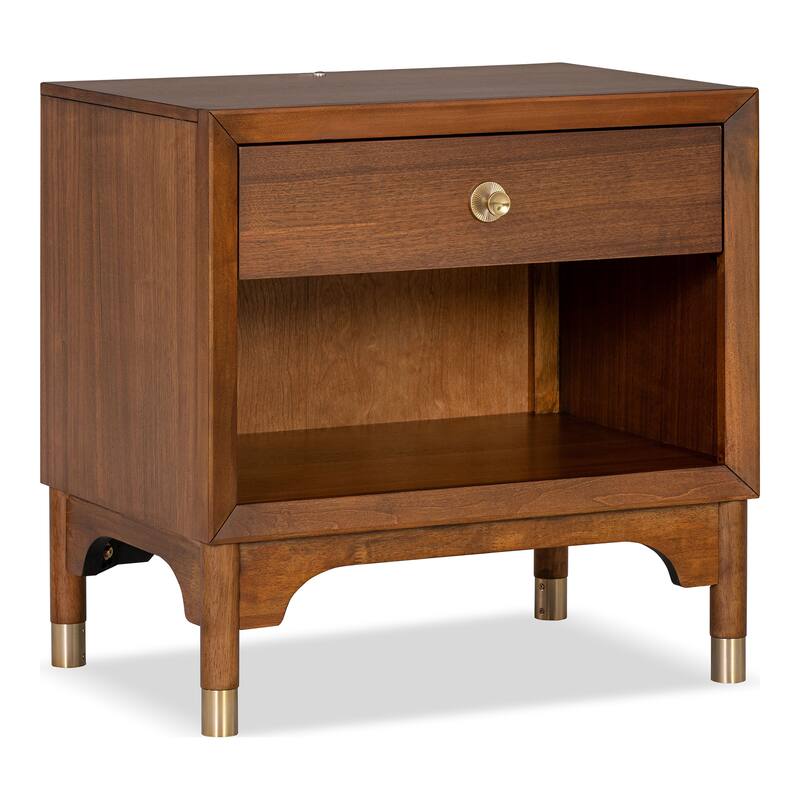 Furniture of America Forma Mid-Century Modern 3-Piece Walnut Solid Wood Storage Platform Bedroom Set