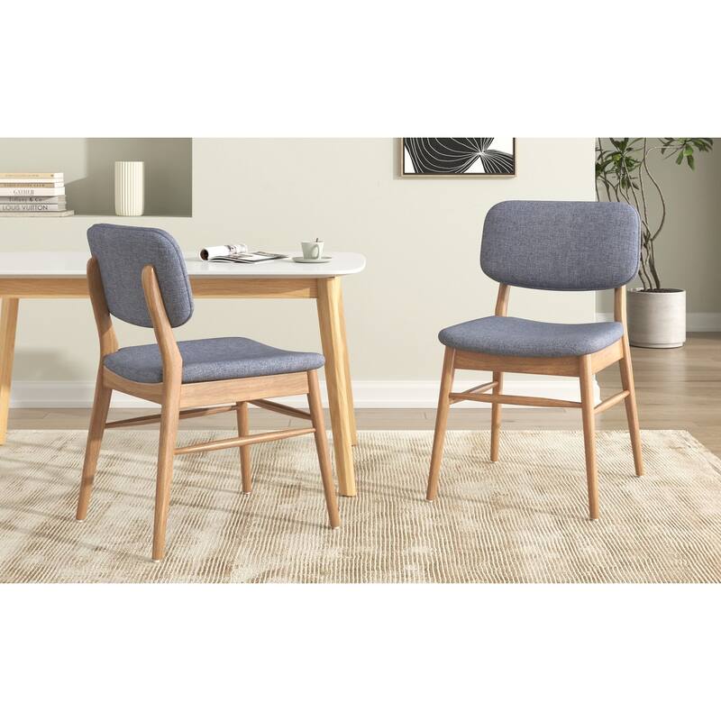 Gray Set of 2 Side Chair Dining Chair with Wood Legs, Minimalist Coffee Chair Leisure Chair Fabric Office Chair