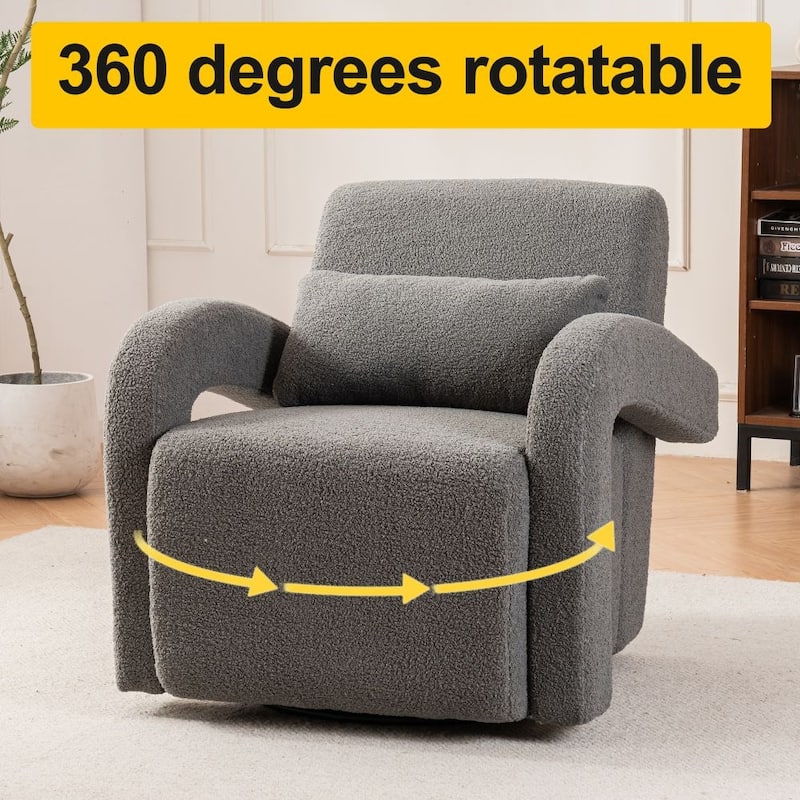 Teddy Fabric Modern Sturdy Lounge Armchair with Curved Arms and Thick Cushioning