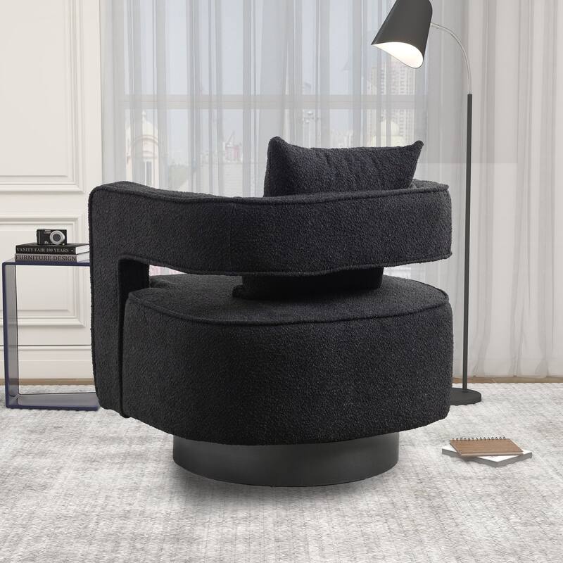 Swivel Accent Open Back Chair Modern Comfy Sofa Chair With Base For Nursery Bedroom Living Room Hotel Office