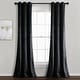 preview thumbnail 30 of 95, Porch & Den Lapeyrous Velvet Solid Room Darkening Window Curtain Panel Set 38"W x 84"L - Black