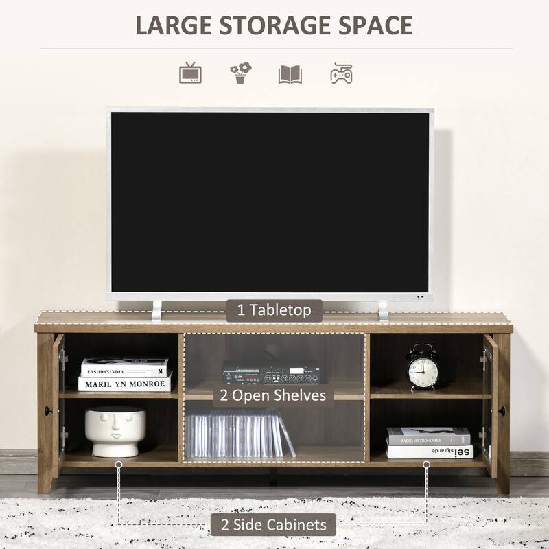 Modern TV Stand with Adjustable Shelves Cable Management and Heavy Duty Capacity - 55" W x 15.5" D x 19.75" H