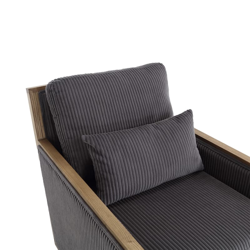 Dark Gray Modern 26.77" Upholstered 360° Swivel Barrel Chair with Sturdy Hardwood Frame for Living Room