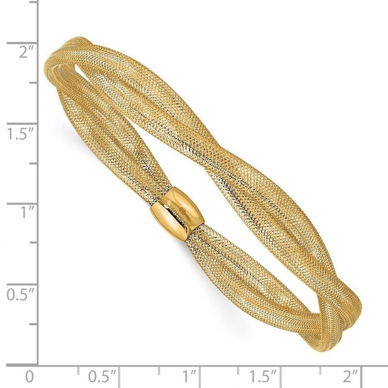 Curata 14k Yellow Gold Twisted Woven Mesh Stretch Bracelet