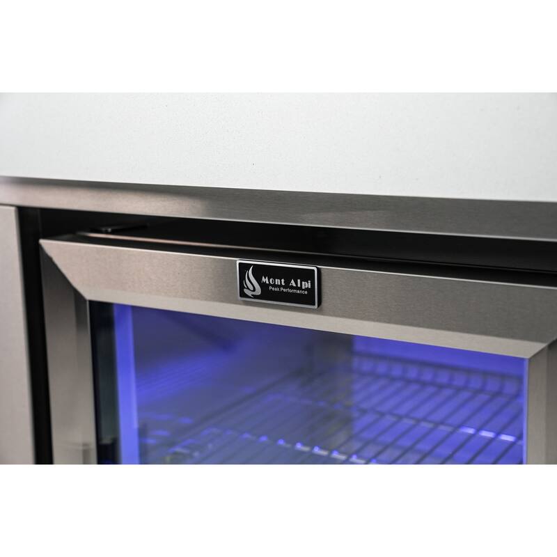 Mont Alpi MASF-SS Stainless Steel Beverage Center Cabinet Module with Outdoor Refrigerator Faucet and Sink + Storage Cabinet