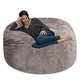 preview thumbnail 18 of 108, Bean Bag Chair 5-foot Memory Foam Removable Cover Bean Bags Soft Faux Rabbit Fur Cover - Gray