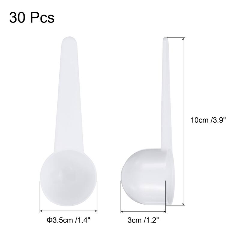 30 Pcs Measuring Spoon with Short Handle, Teaspoon Plastic Scoops, White - 10g