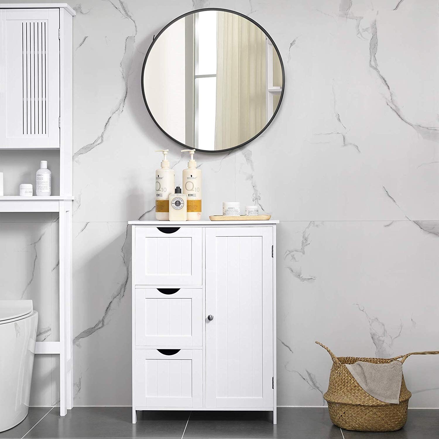 VASAGLE Bathroom Storage Cabinet, Floor Cabinet with 3 Large Drawers and 1  Adjustable Shelf - 11.8D x 23.6W x 31.9H - On Sale - Bed Bath u0026 Beyond -  36648325