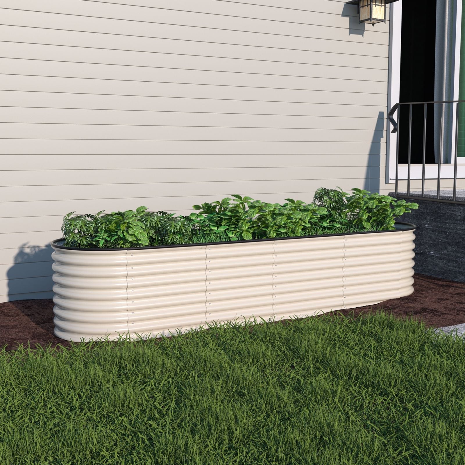 VEIKOUS 96 in. L x 24 in. W x 23 in. H Galvanized Metal Raised Garden Bed, 9-in-1 Outdoor Planter Box