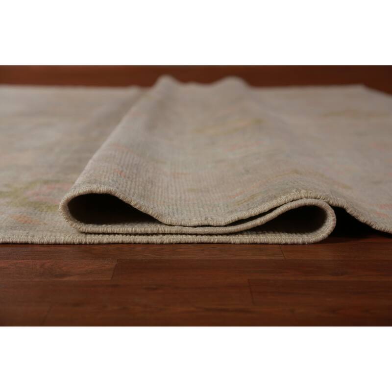 Hand Knotted Oriental 100% Wool Carpet Transitional All-Over Greys & Charcoal Oushak Area Rug - 11' 10'' X 8' 11''