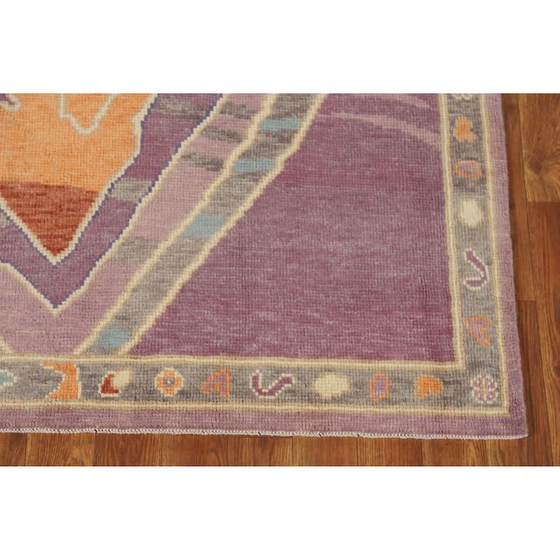 Vegetable Dye Purple Oushak Turkish Rug Handmade Wool Carpet - 4'0" x 6'11"