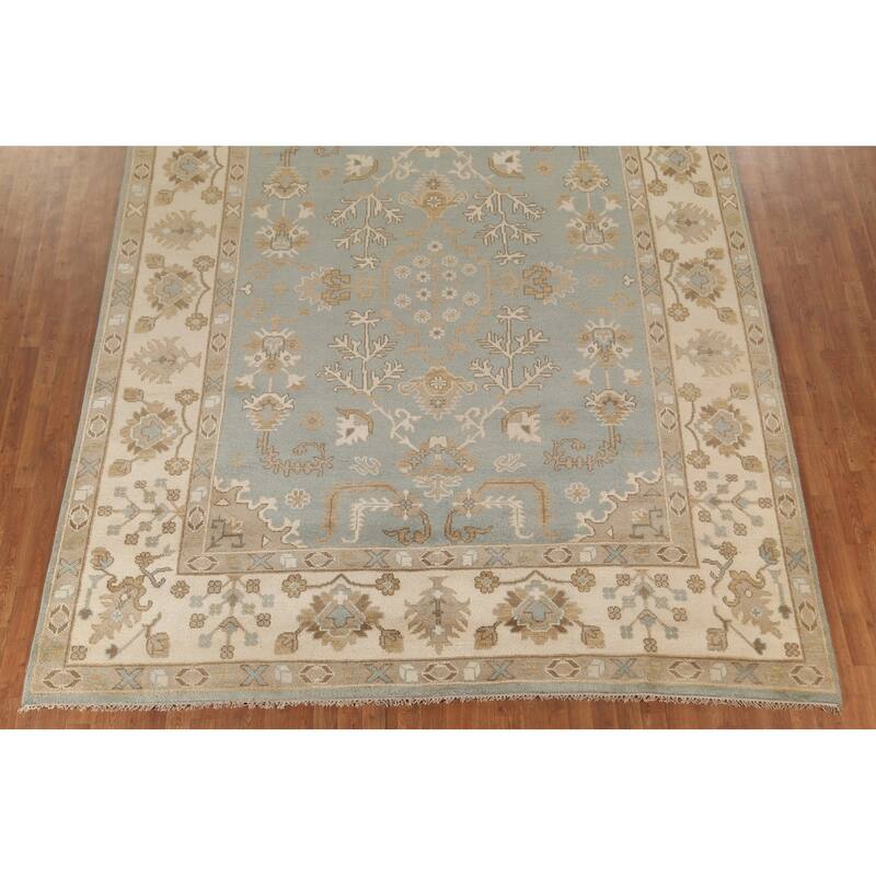 Earth Tone Oushak Indian Area Rug Handmade Wool Carpet - 9'3"x 11'10"